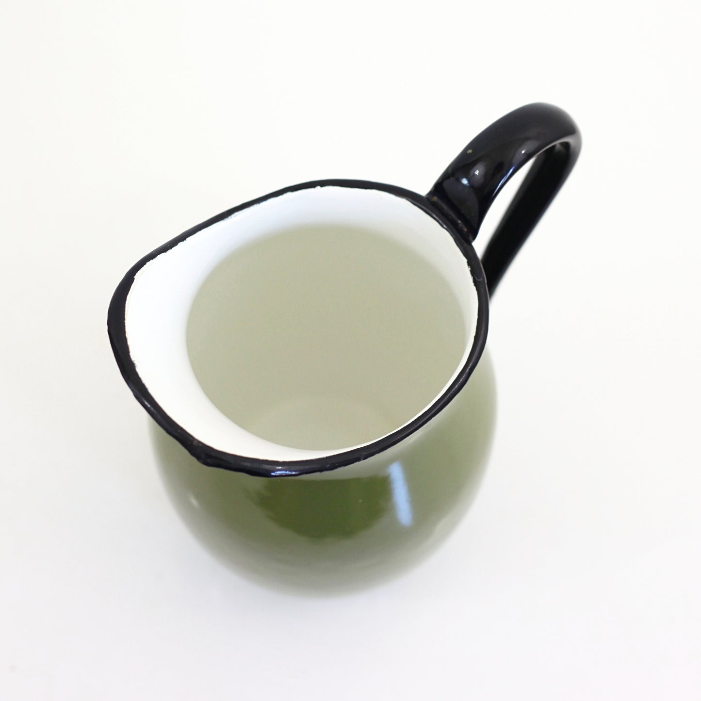 SOLD - Large Vintage Green Enamel Pitcher