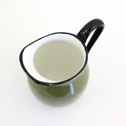 SOLD - Large Vintage Green Enamel Pitcher