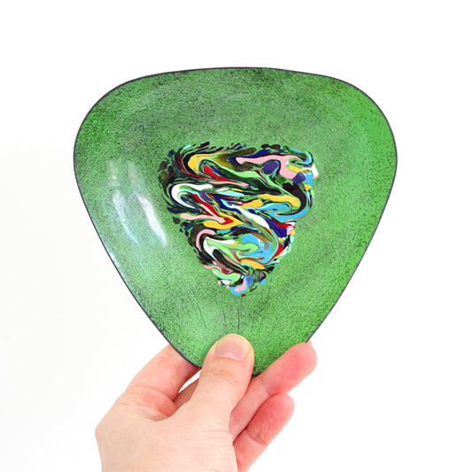 SOLD - Mid Century Modern Enameled Copper Dish