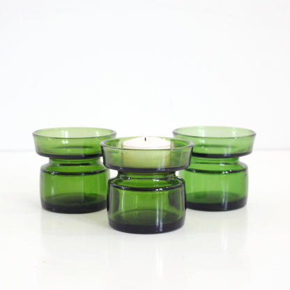 SOLD - Danish Modern Dansk IHQ Green Glass Candle Holders