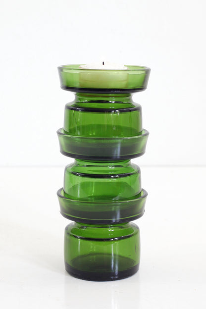 SOLD - Danish Modern Dansk IHQ Green Glass Candle Holders