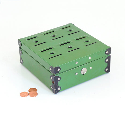 SOLD - Vintage 1950s Metal Home Budget Bank Box in Green