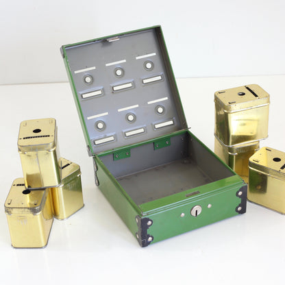 SOLD - Vintage 1950s Metal Home Budget Bank Box in Green