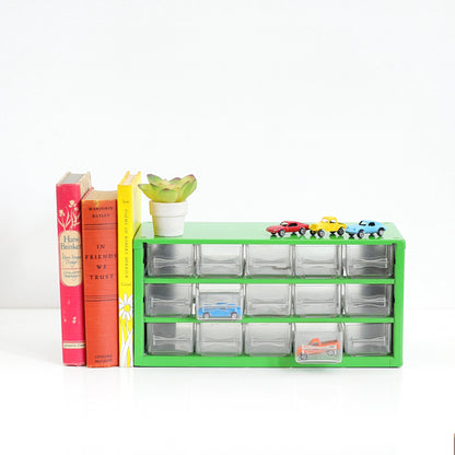 SOLD - Vintage Green Industrial Metal Organizer from Denmark