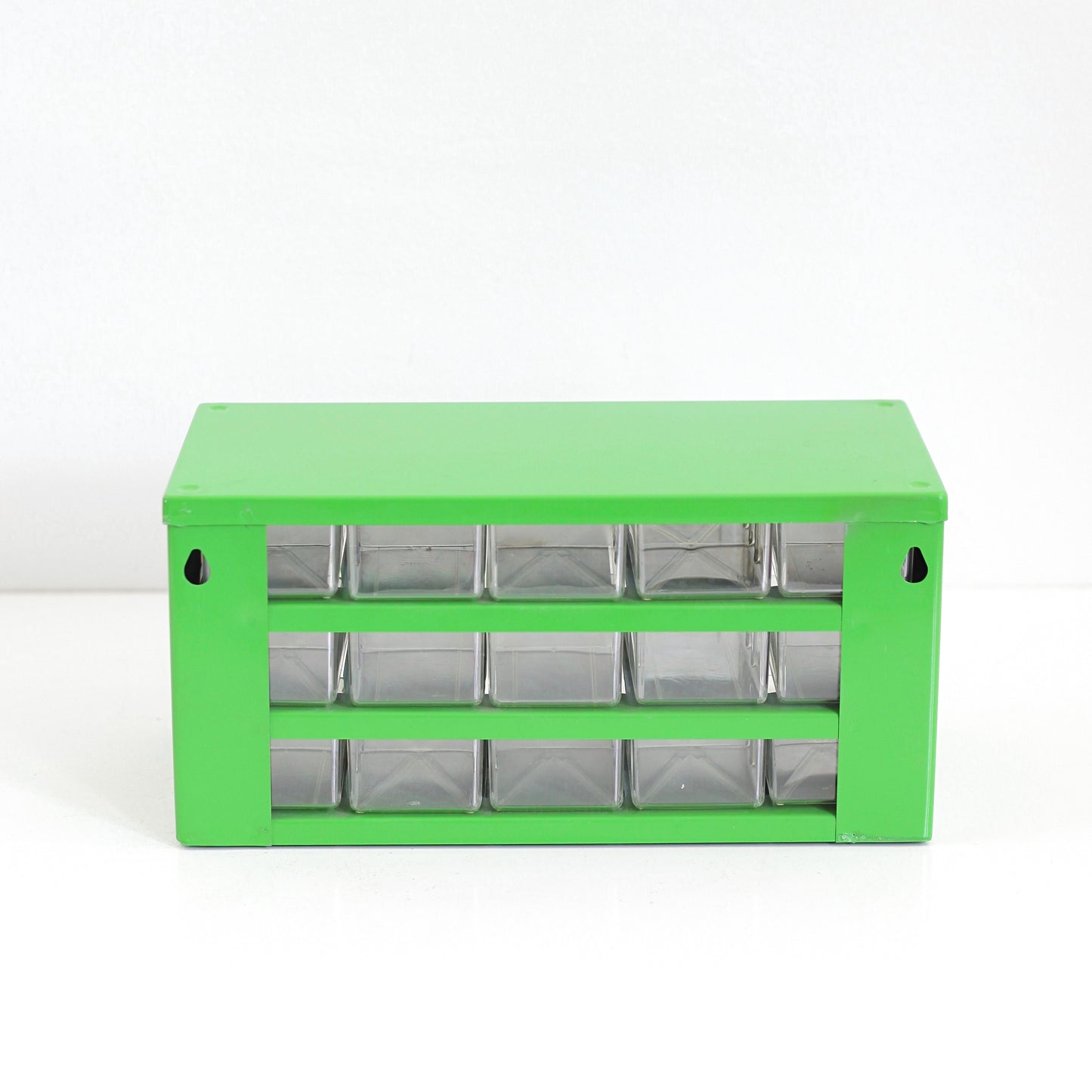 SOLD - Vintage Green Industrial Metal Organizer from Denmark