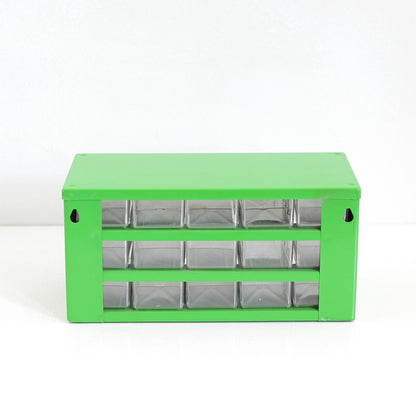 SOLD - Vintage Green Industrial Metal Organizer from Denmark