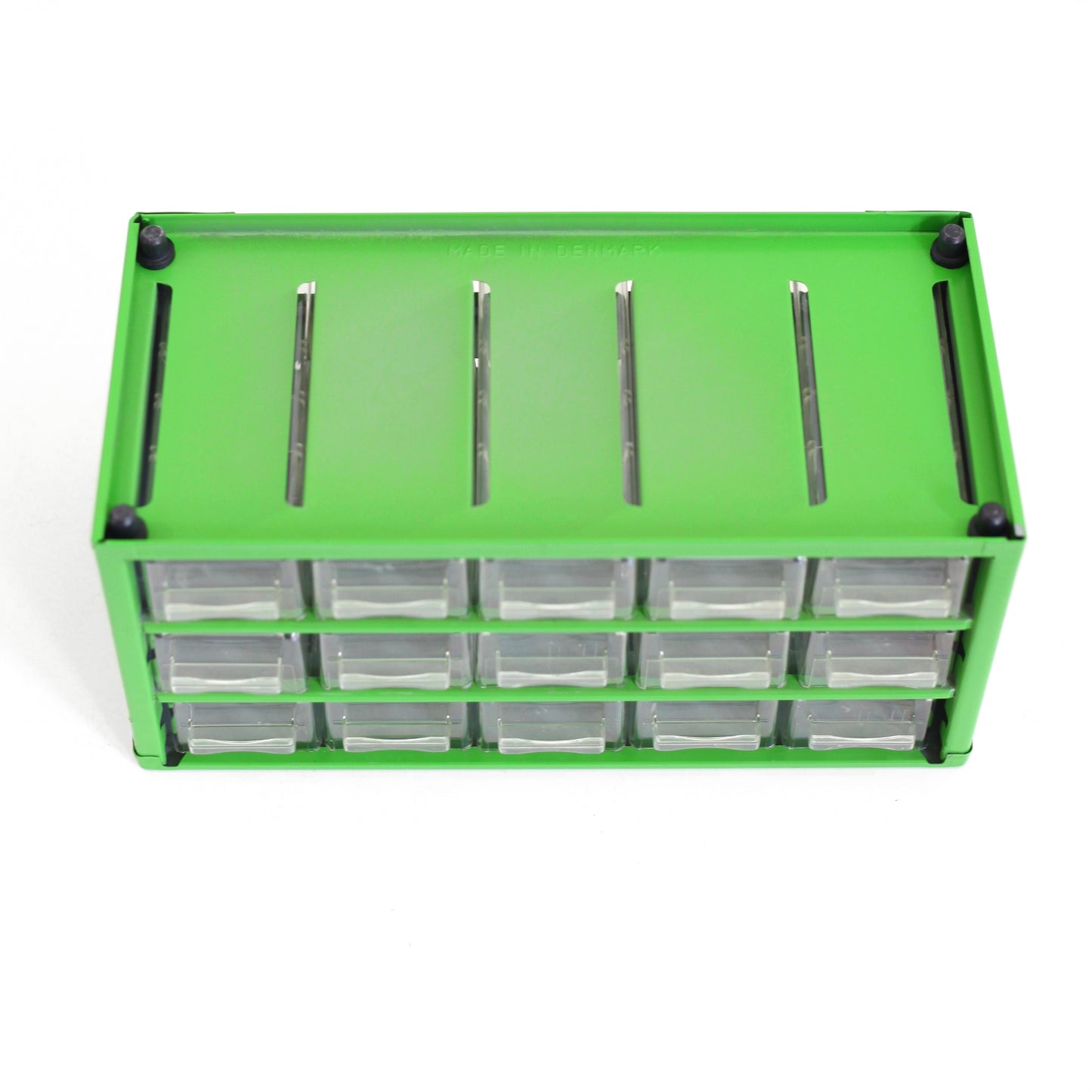 SOLD - Vintage Green Industrial Metal Organizer from Denmark