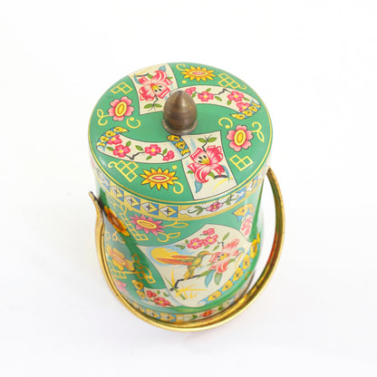 SOLD - Vintage Green Floral Tin by Murray-Allen / Regal Crown