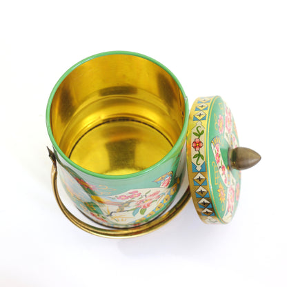 SOLD - Vintage Green Floral Tin by Murray-Allen / Regal Crown