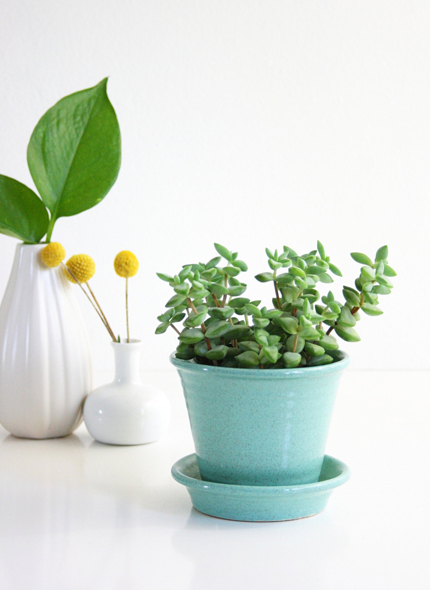 SOLD - Mid Century Modern Pfaltzgraff Green Ceramic Planter / Pfaltzgraff Ringware Flower Pot