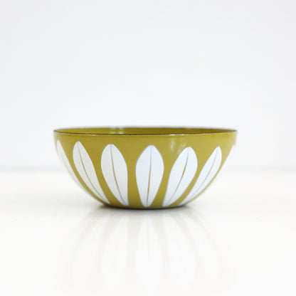 SOLD - Vintage Cathrineholm Mustard & White Enamel Lotus Bowl