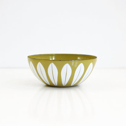 SOLD - Vintage Cathrineholm Mustard & White Enamel Lotus Bowl