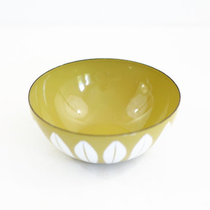 SOLD - Vintage Cathrineholm Mustard & White Enamel Lotus Bowl