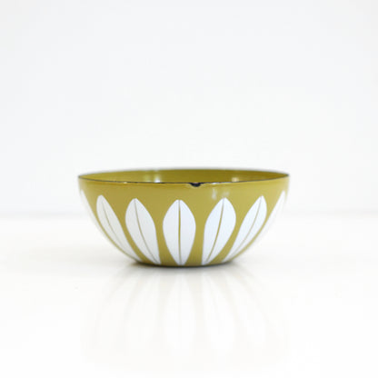 SOLD - Vintage Cathrineholm Mustard & White Enamel Lotus Bowl