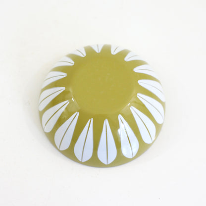 SOLD - Vintage Cathrineholm Mustard & White Enamel Lotus Bowl