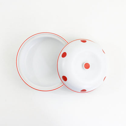 SOLD - Hall's Superior Quality Kitchenware Red & White Polka Dot Casserole Dish