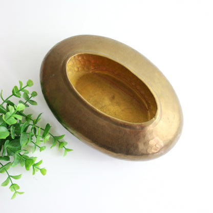 SOLD - Vintage Hammered Brass Planter / Mid Century Modern Brass Flower Pot