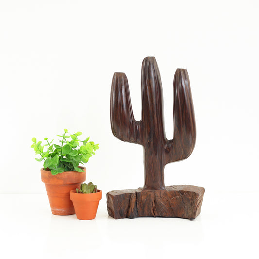 SOLD - Vintage Hand Carved Wooden Cactus