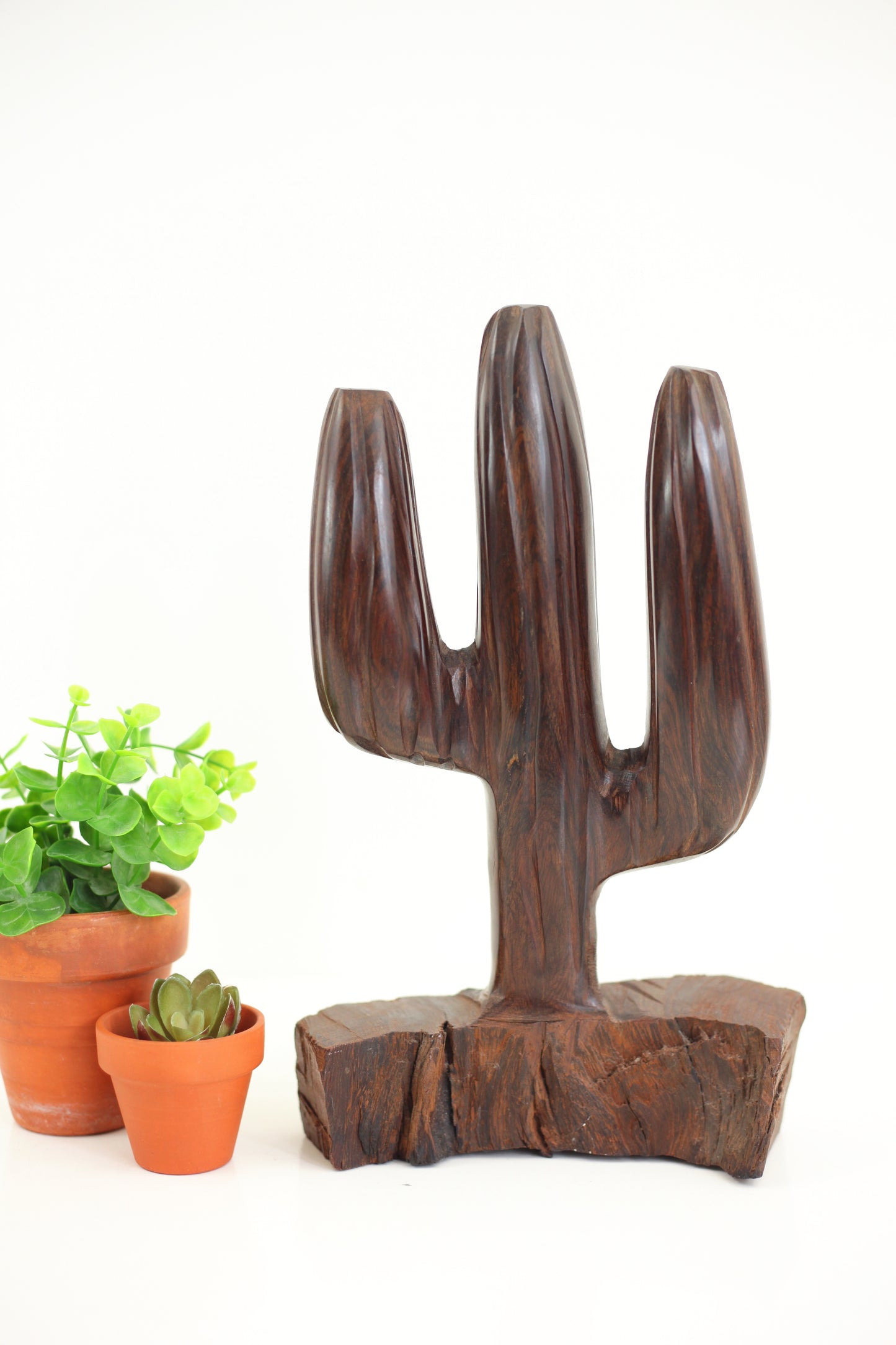 SOLD - Vintage Hand Carved Wooden Cactus