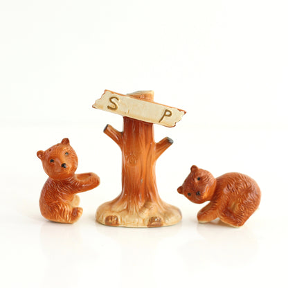 SOLD - Vintage Bears In A Tree Salt And Pepper Shaker Set