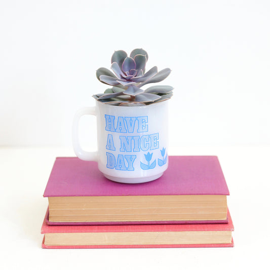 SOLD - Vintage Glasbake 'Have A Nice Day' Mug