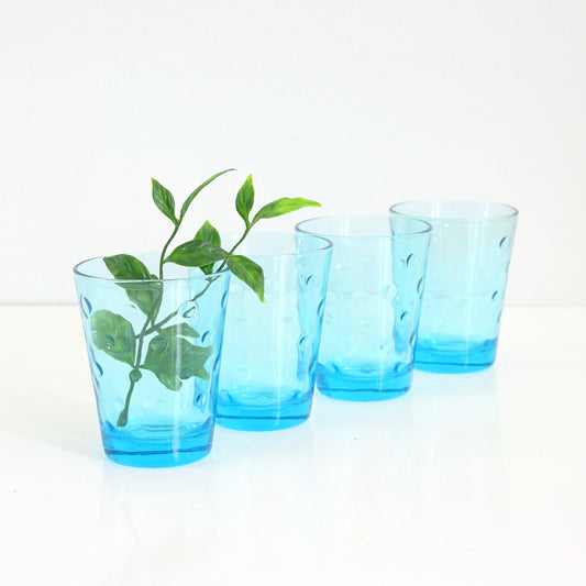 SOLD - Mid Century Capri Turquoise Polka Dot Glasses by Hazel Atlas