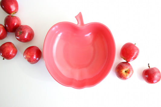 SOLD - Hazel Atlas Orchard Blossom Bowl / Mid Century Pink Apple Serving Bowl