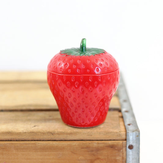 SOLD - Vintage 1950s Strawberry Milk Glass Jar