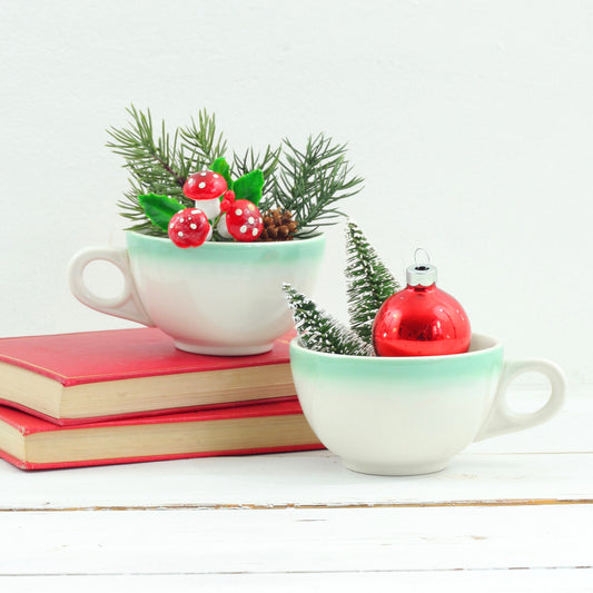 SOLD - Mid Century Modern Mint Diner Teacups