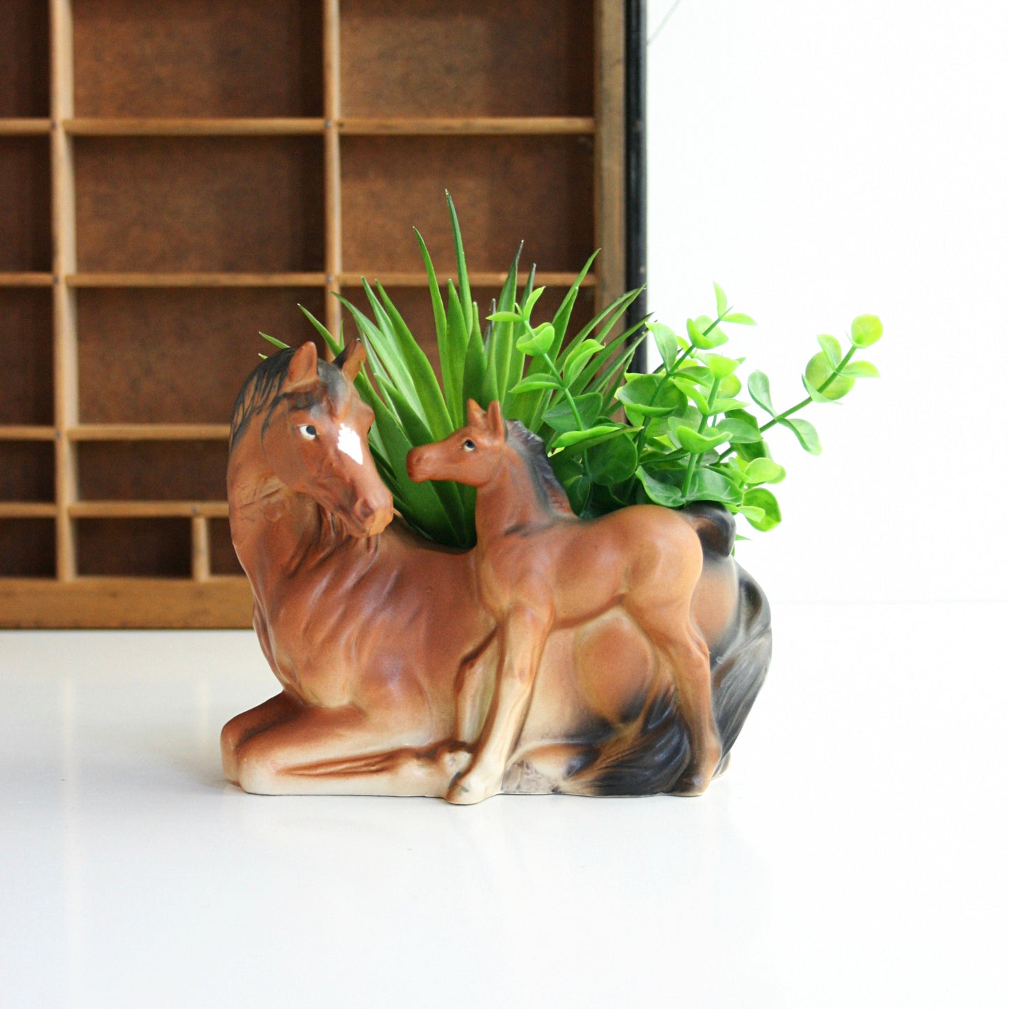 SOLD - Vintage Ceramic Horse Planter  / Brinn's of Pittsburgh Figural Plant Pot