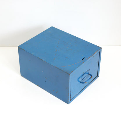SOLD - Vintage Blue Industrial Metal File Drawer