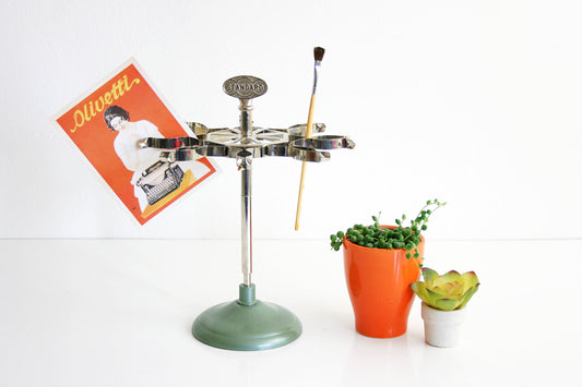 SOLD - Vintage Industrial Metal Stamp Stand / Photo Display