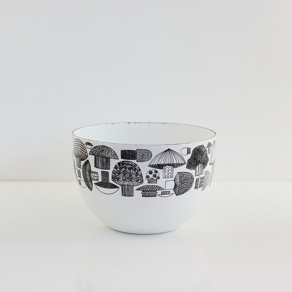 SOLD Mid Century Enamel Mushrooms Bowl by Kaj Franck for Arabia of F
