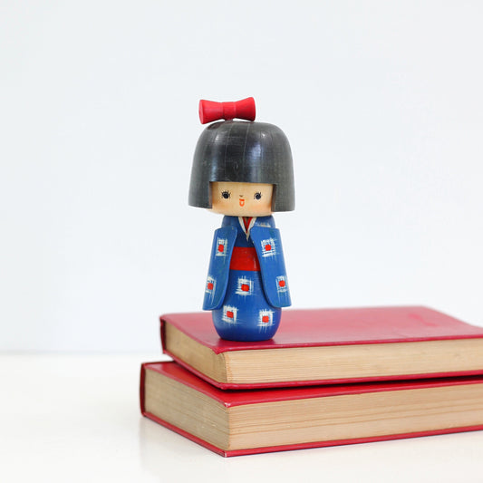 SOLD - Vintage Sosaku Kokeshi Doll w/ Kasuri Kimono