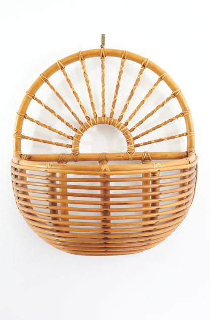 SOLD - Vintage XL Rattan Wall Basket