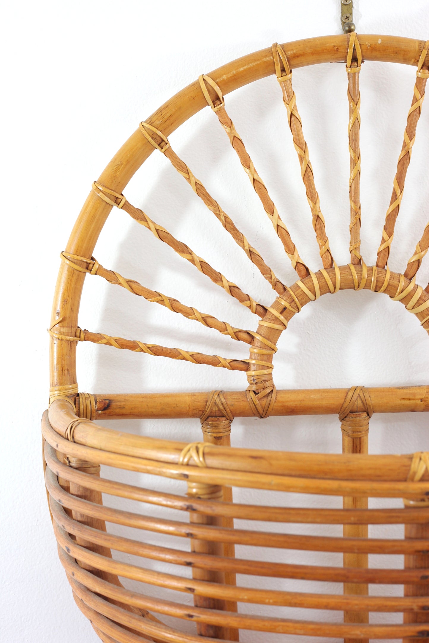 SOLD - Vintage XL Rattan Wall Basket