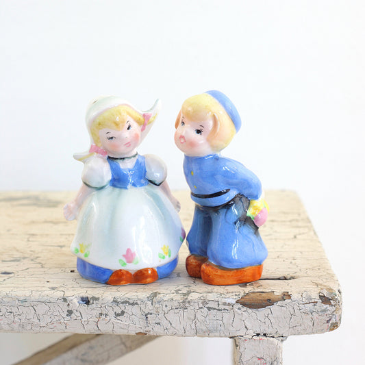 SOLD - Vintage Lefton Dutch Boy & Girl Salt & Pepper Shaker Set