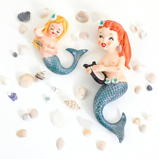 SOLD - Rare Vintage 1950s Lefton Wall Mermaids