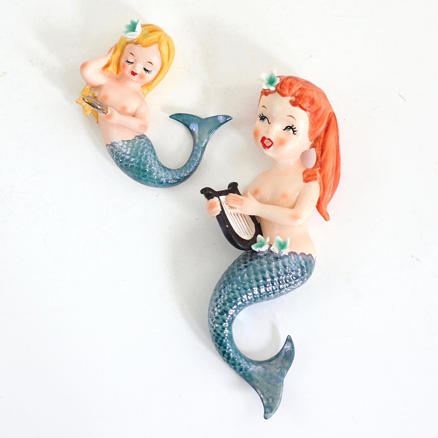 SOLD - Rare Vintage 1950s Lefton Wall Mermaids