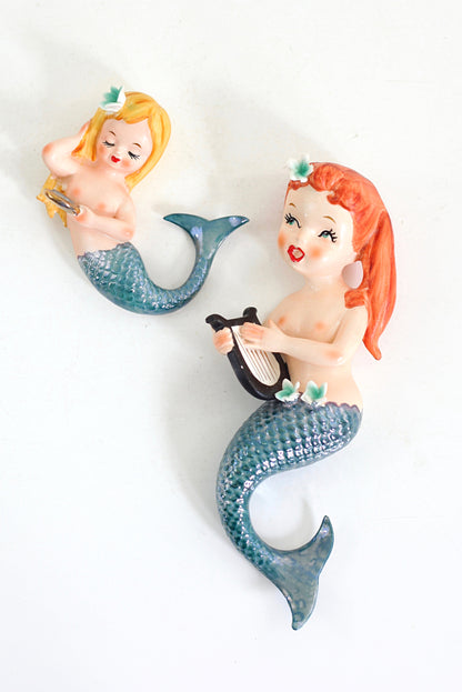 SOLD - Rare Vintage 1950s Lefton Wall Mermaids