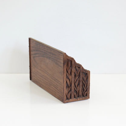 SOLD - Vintage Faux Carved Wood Desk Organizer