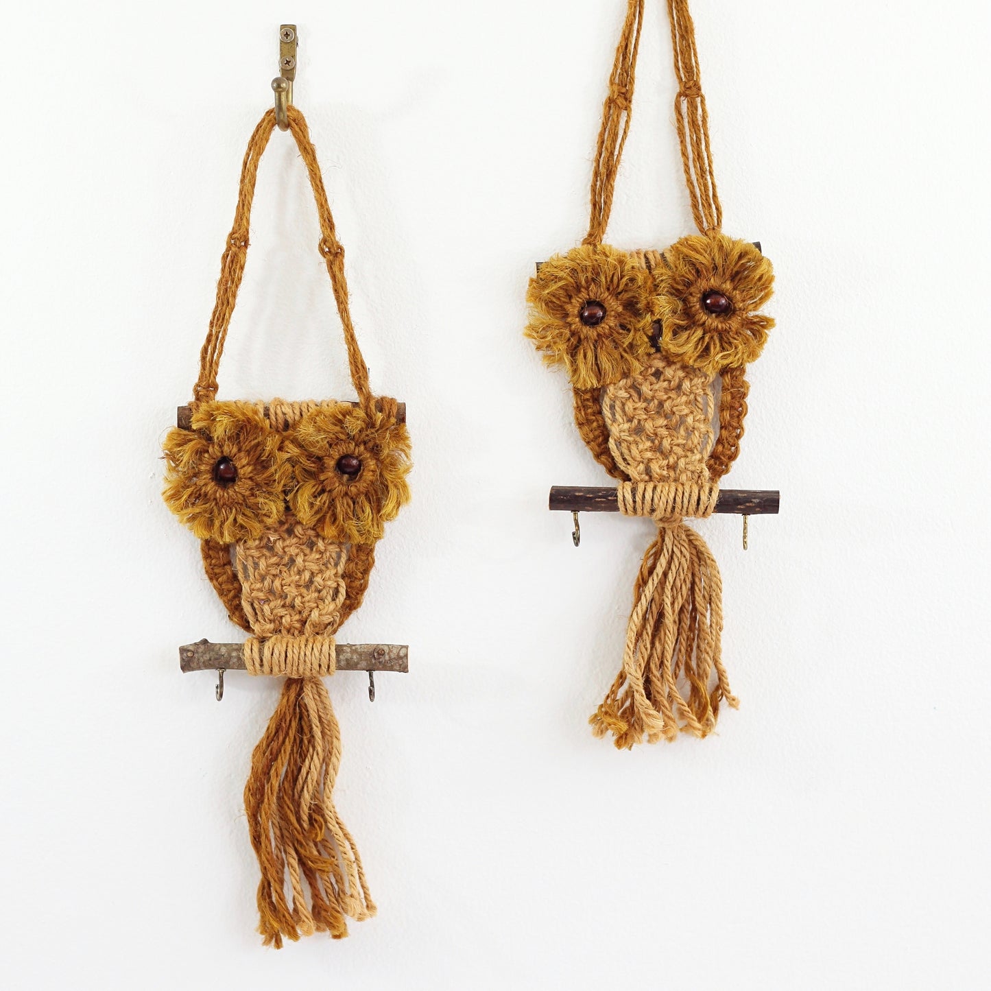 SOLD - Vintage Macrame Owl Wall Hanging