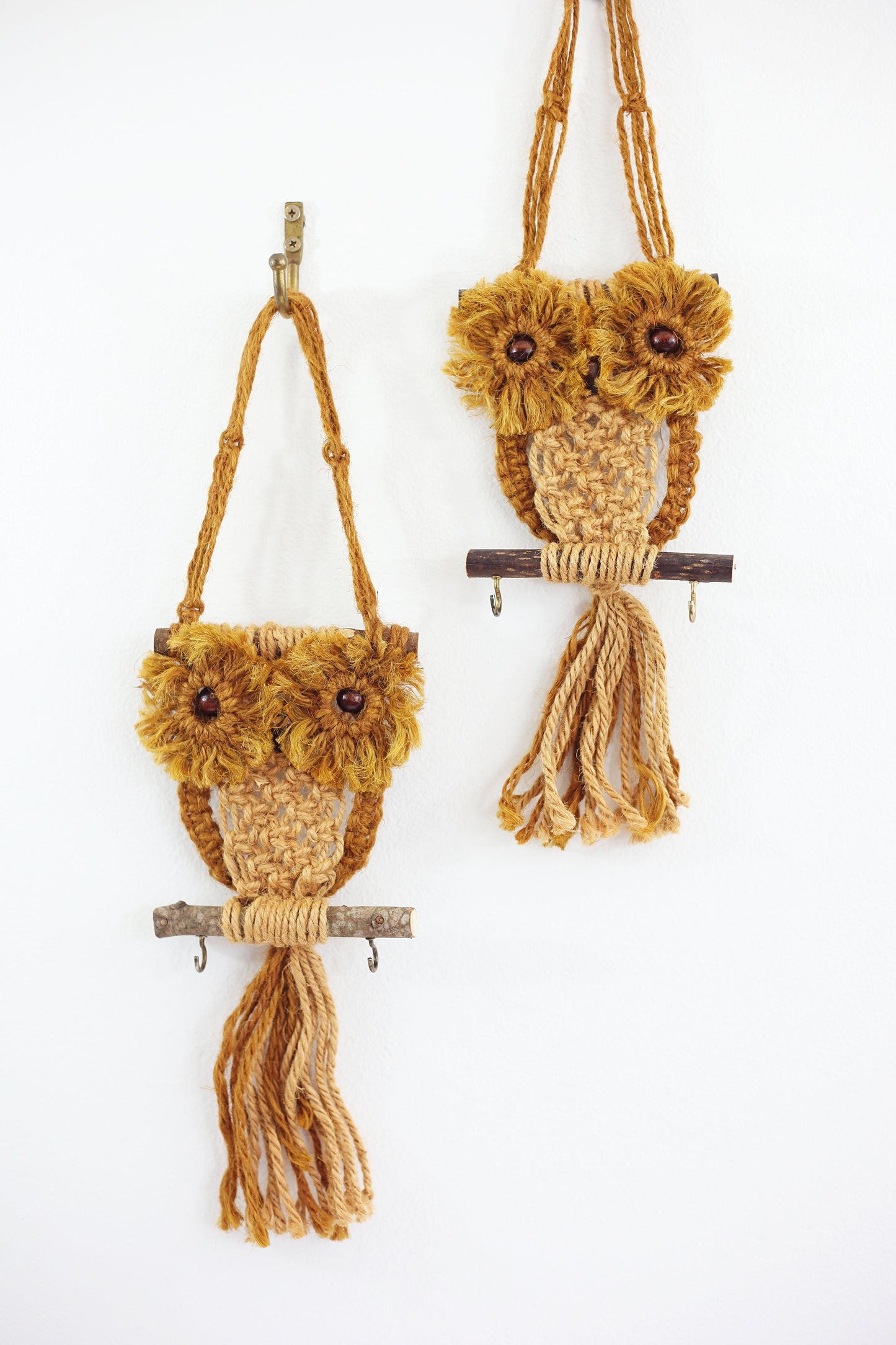 SOLD - Vintage Macrame Owl Wall Hanging