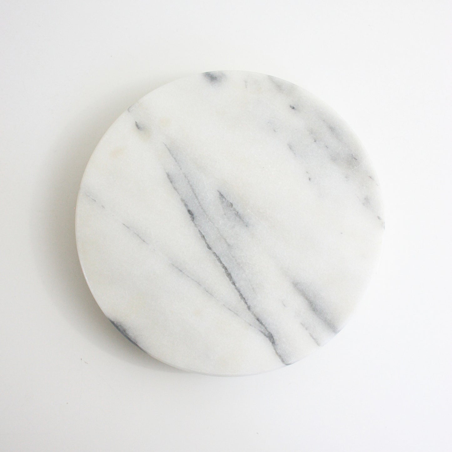 SOLD - Vintage Solid Marble Lazy Susan / Vintage White Marble Tray