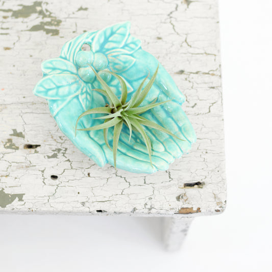 SOLD - Vintage 1930s Aqua McCoy Hands Dish