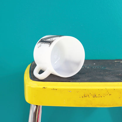 SOLD - Vintage Milk Glass Letter 'N' Mug by Federal Glass