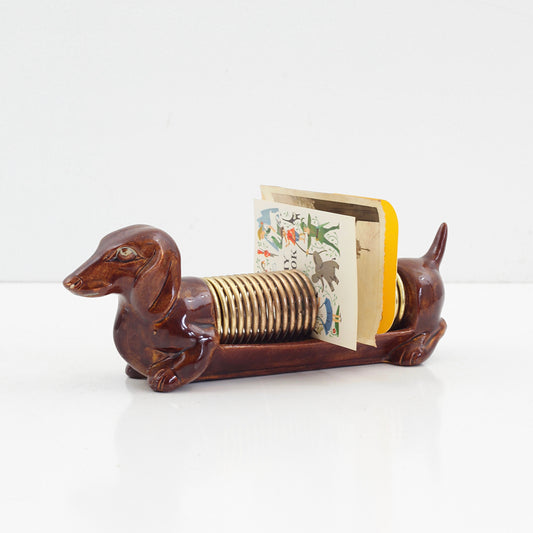 SOLD - Vintage 1950s Ceramic Dachshund Letter Holder