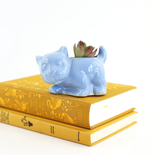 SOLD - 1940s Morton Pottery Blue Dog Planter