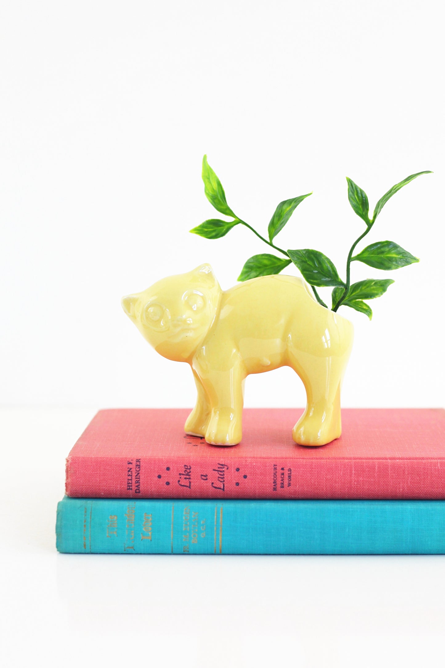 SOLD - 1940s Morton Pottery Yellow Cat Planter