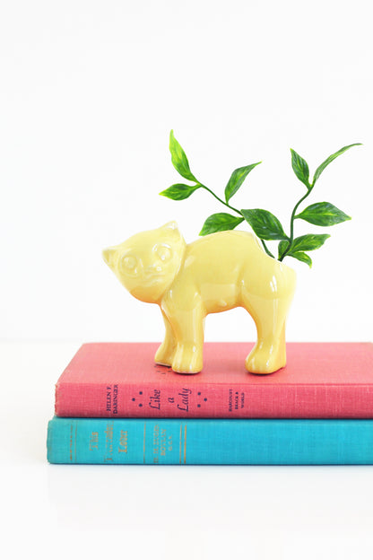 SOLD - 1940s Morton Pottery Yellow Cat Planter